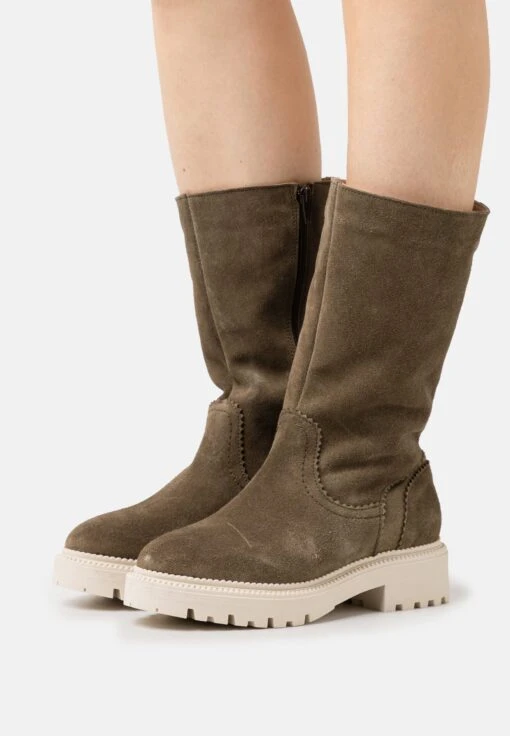 Pier One Leather Winter Boot - Boots - Khaki -Pier One f1e1084164b44c56bf7ad90acb69a5a2 scaled